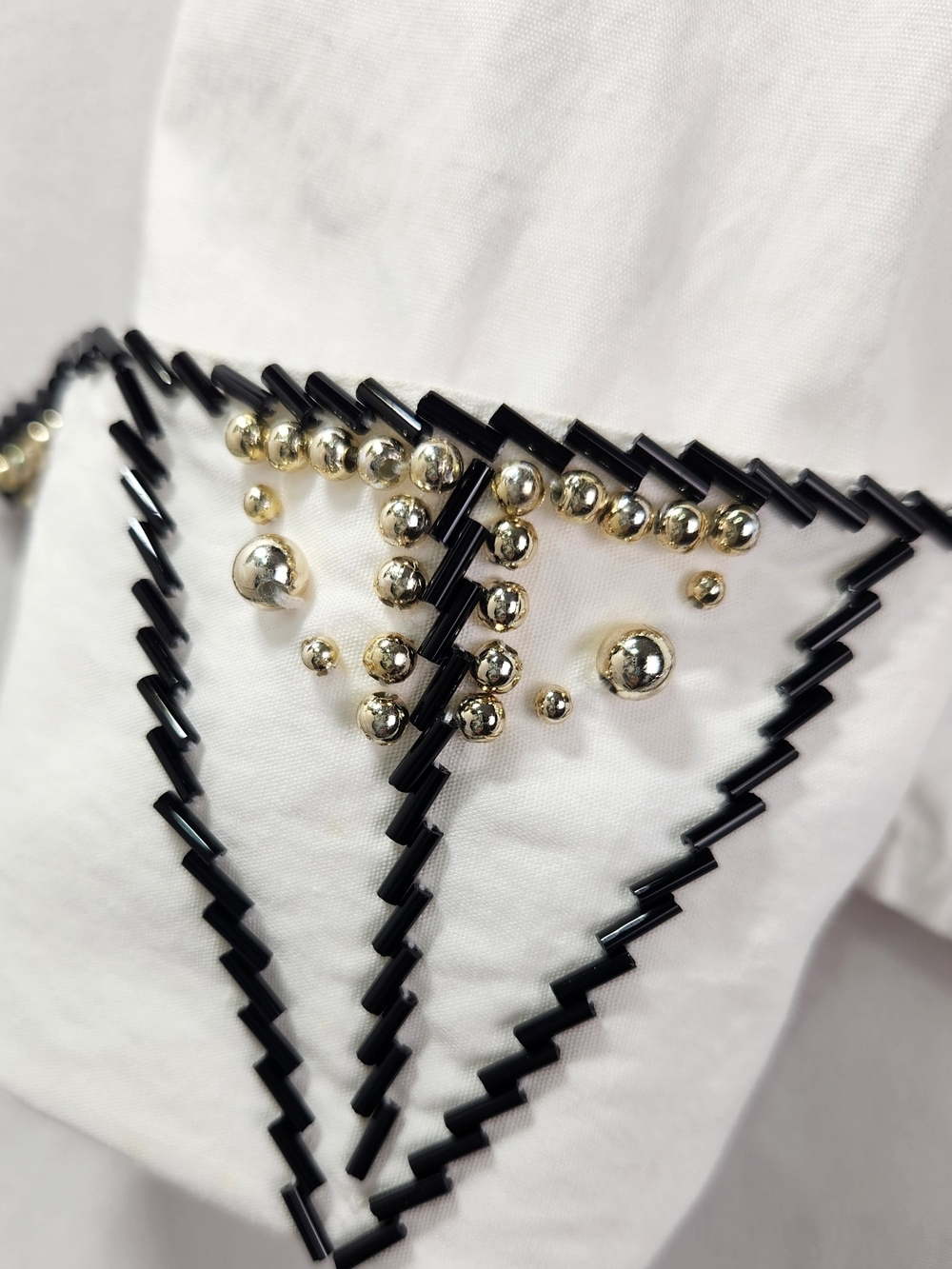 Vintage White Western Button Down Shirt Beaded Studded Embellished Long Sleeve 6 - Picture 12 of 16